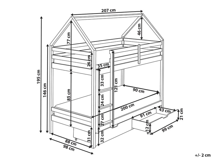 Bunk Bed with Drawers House Pine Wood Hyers 90 x 200 cm (EU Single) Pink
