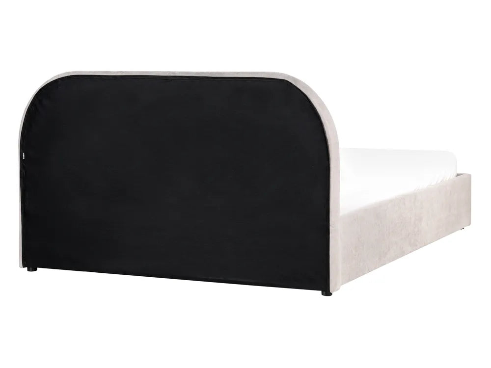 Black upholstered headboard on a white background