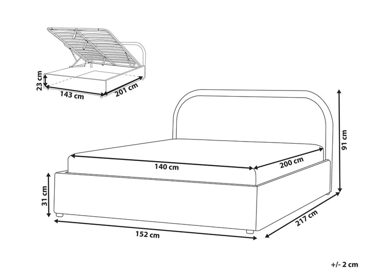 Ottoman Bed Chenille 140 x 200 cm (EU Double) Taupe Julie