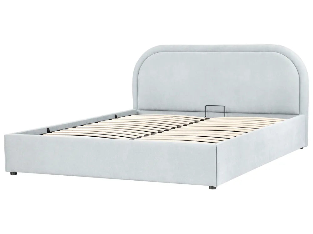 Ottoman Bed Chenille 160 x 200 cm (EU King Size) Light Blue Julie