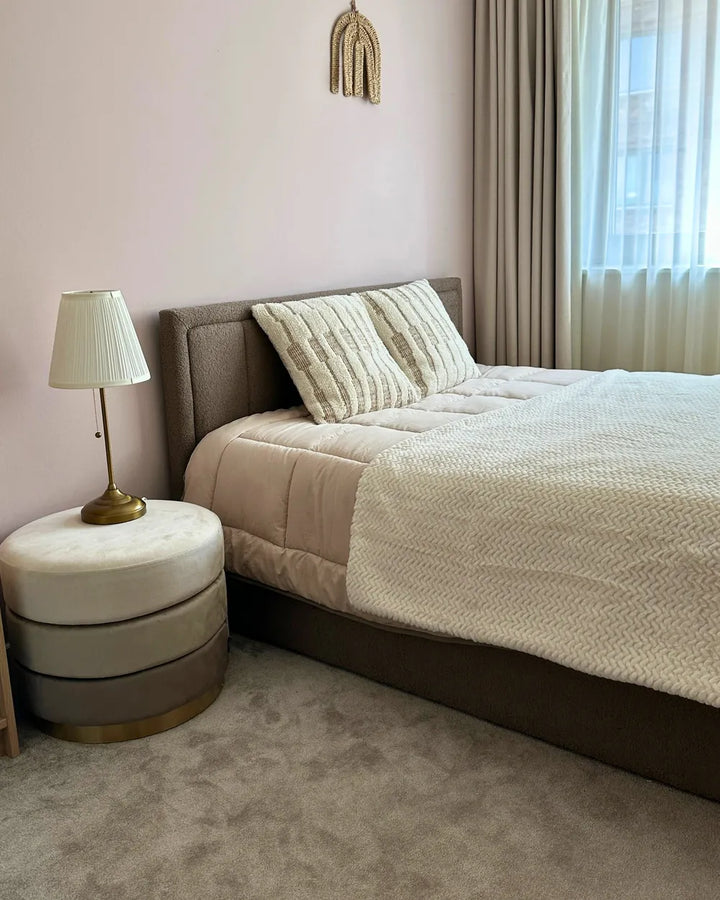 Ottoman Bed Boucle 140 x 200 cm (EU Double) Taupe Syll