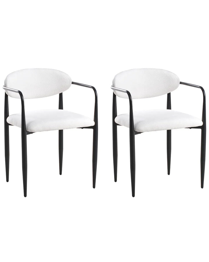 Set of 2 Dining Chairs Fabric Off-White Naomi