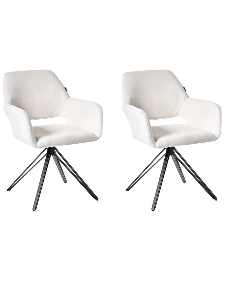 Set of 2 Dining Chairs Fabric Off-White Nella