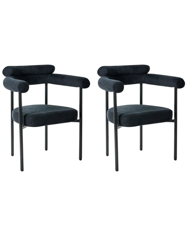 Set of 2 Dining Chairs Fabric Black Jennie