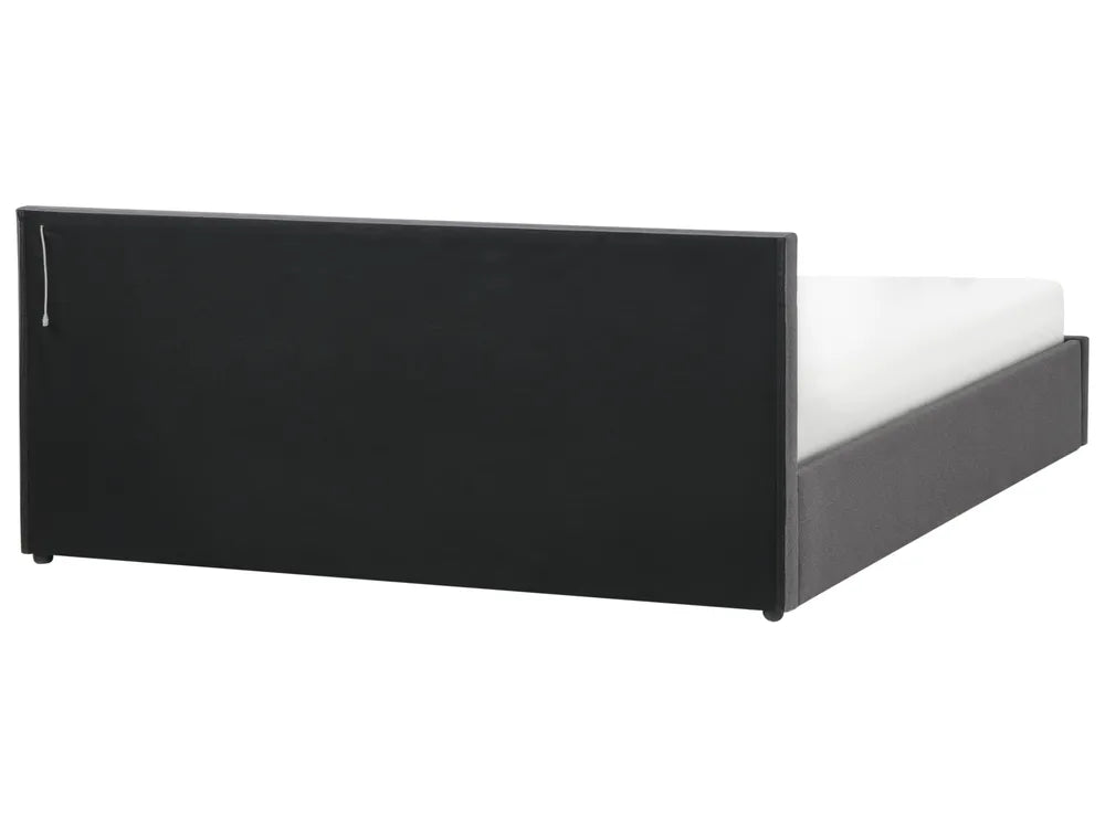 Ottoman Bed with LED Fabric 180 x 200 cm (EU Super King) Dark Grey Sofia