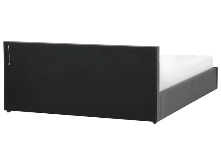 Ottoman Bed with LED Fabric 180 x 200 cm (EU Super King) Dark Grey Sofia