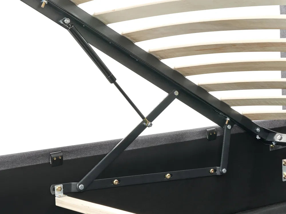 Ottoman Bed with LED Fabric 180 x 200 cm (EU Super King) Dark Grey Sofia