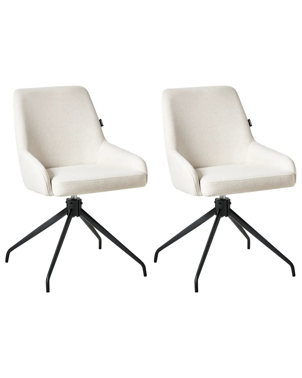 Set of 2 Dining Chairs Swivel Fabric Off-White Millvea