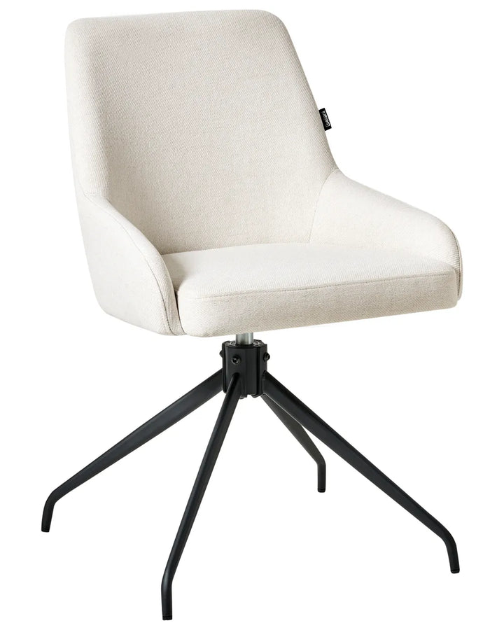 Set of 2 Dining Chairs Swivel Fabric Off-White Millvea