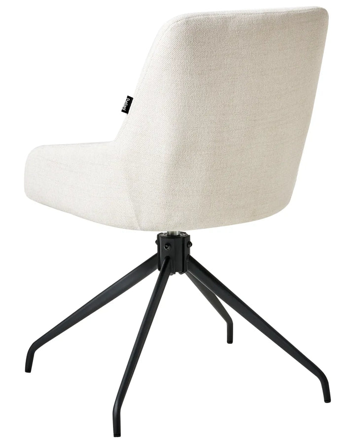 Set of 2 Dining Chairs Swivel Fabric Off-White Millvea