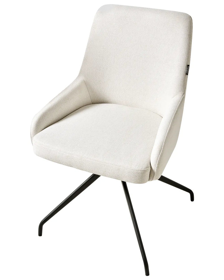 Set of 2 Dining Chairs Swivel Fabric Off-White Millvea