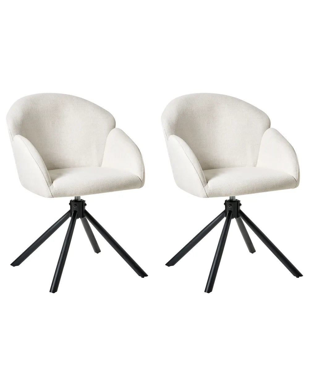 Set of 2 Dining Chairs Swivel Fabric Off-White Orlan