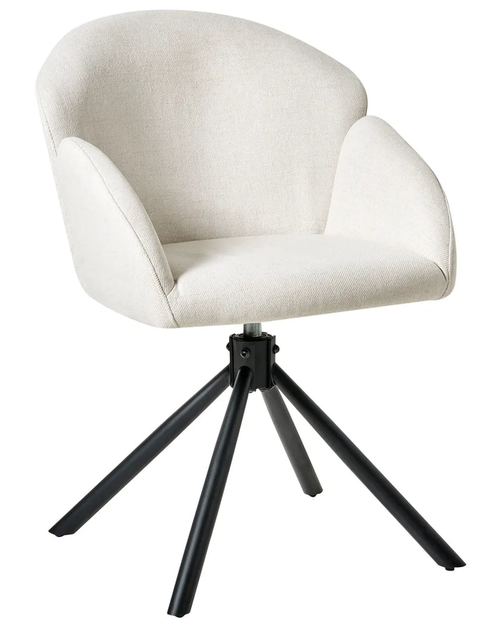 Set of 2 Dining Chairs Swivel Fabric Off-White Orlan