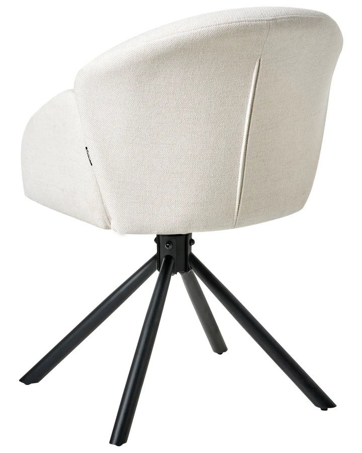 Set of 2 Dining Chairs Swivel Fabric Off-White Orlan