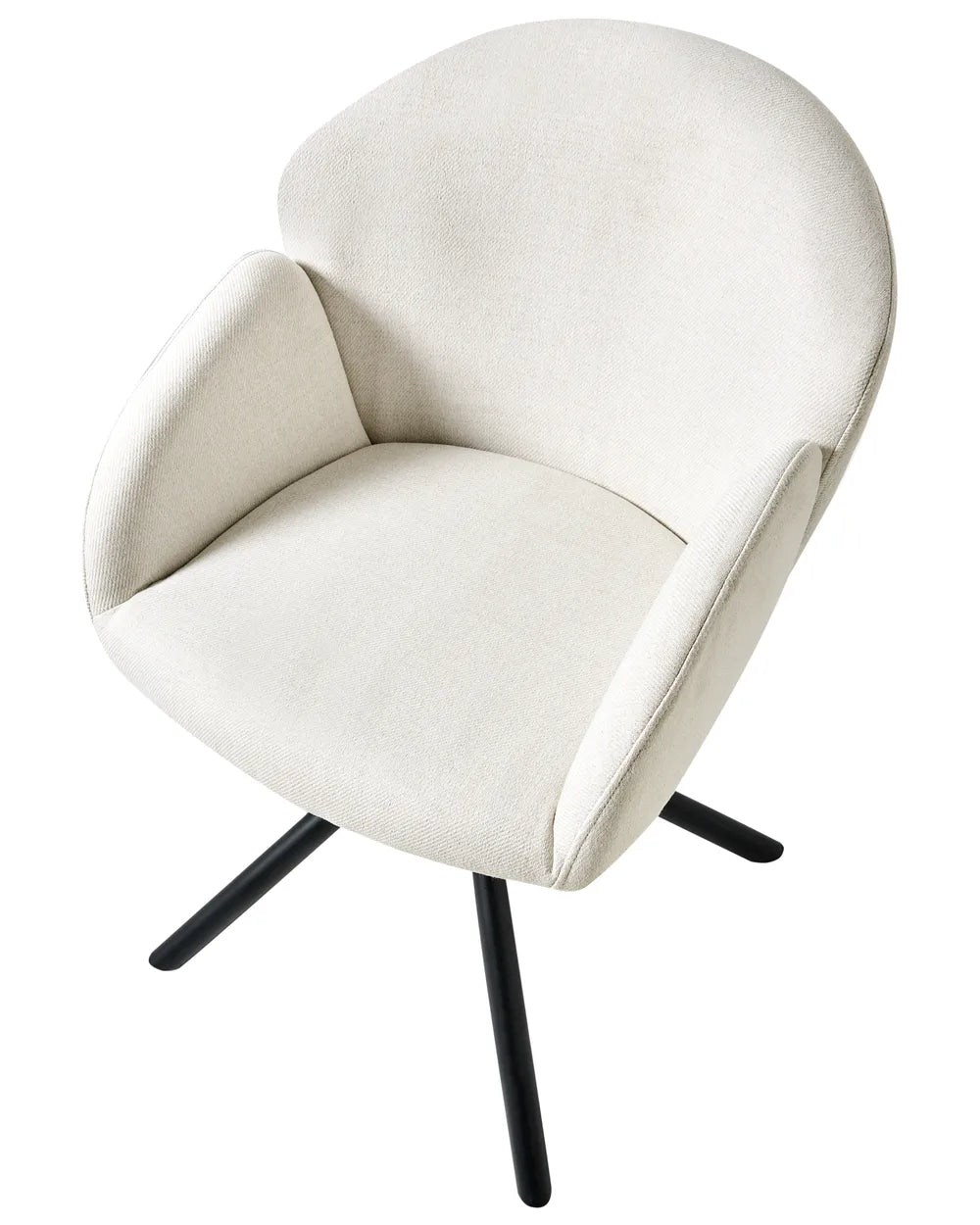 Set of 2 Dining Chairs Swivel Fabric Off-White Orlan