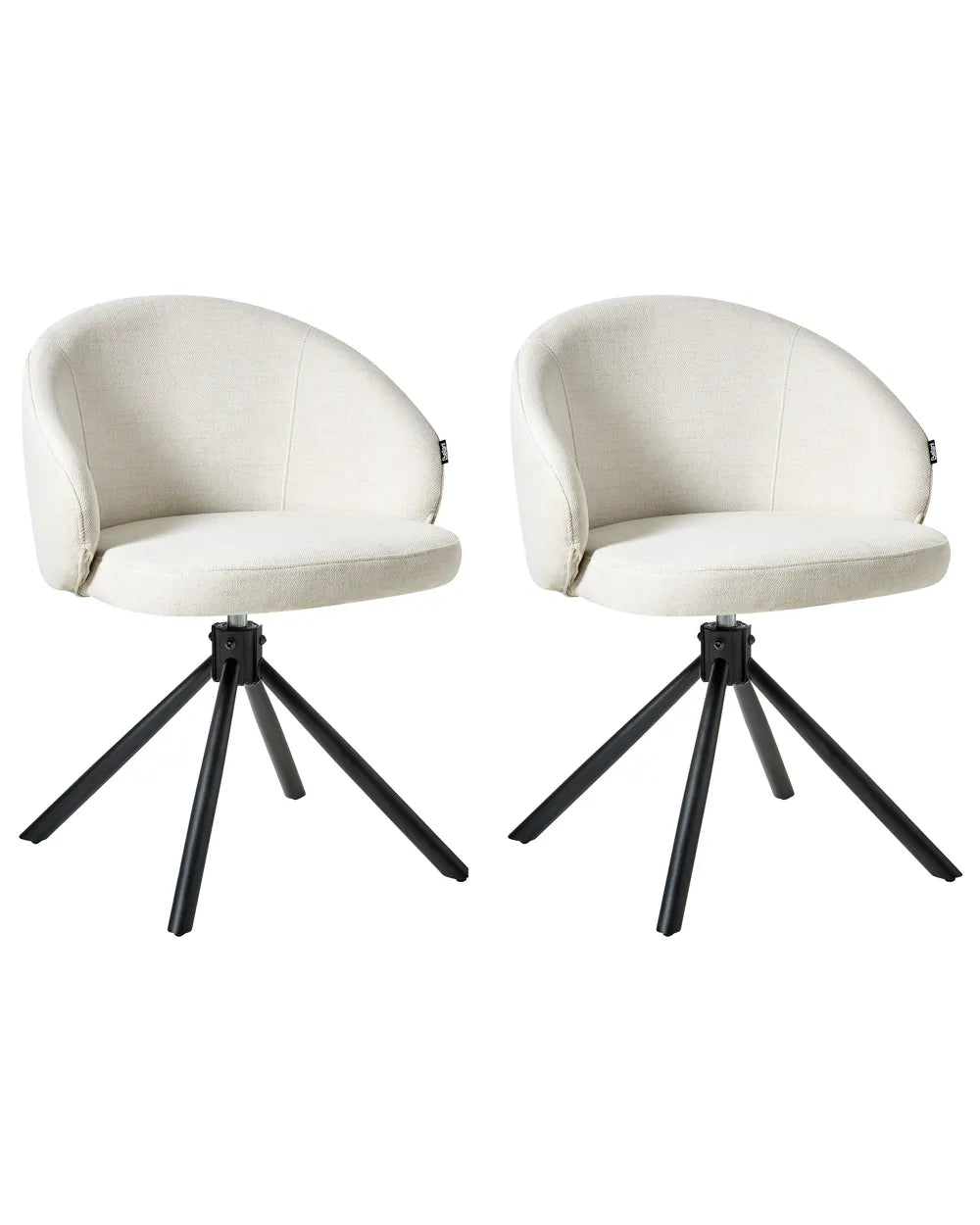 Set of 2 Dining Chairs Swivel Fabric Off-White Leila