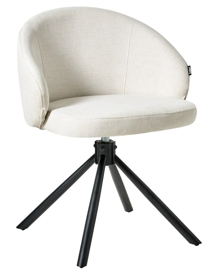Set of 2 Dining Chairs Swivel Fabric Off-White Leila
