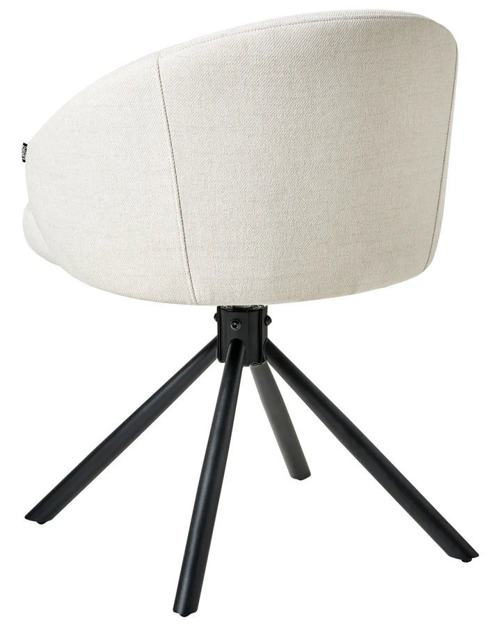 Set of 2 Dining Chairs Swivel Fabric Off-White Leila