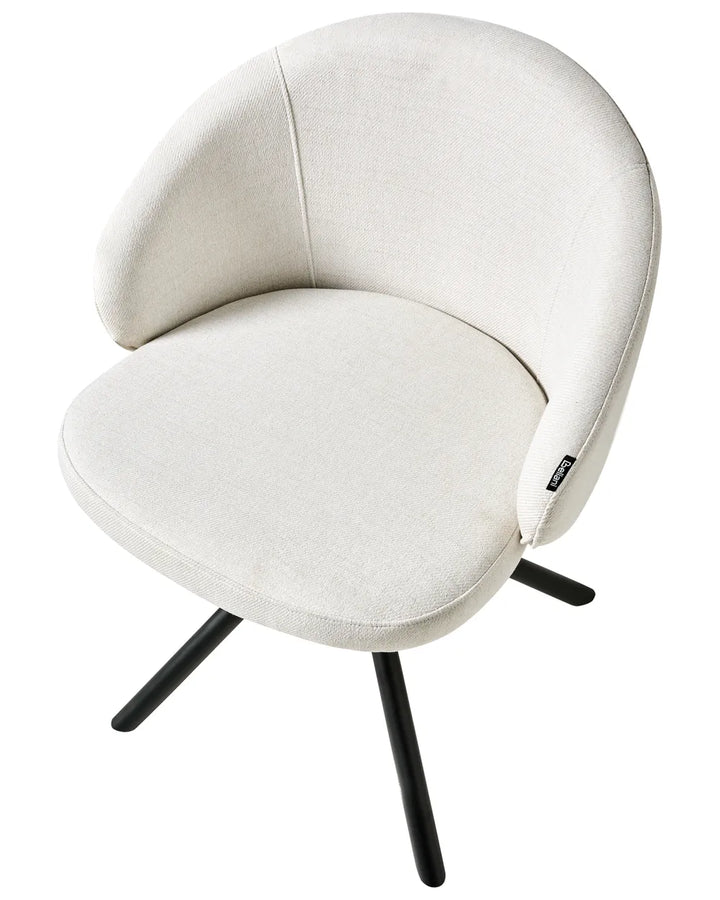 Set of 2 Dining Chairs Swivel Fabric Off-White Leila