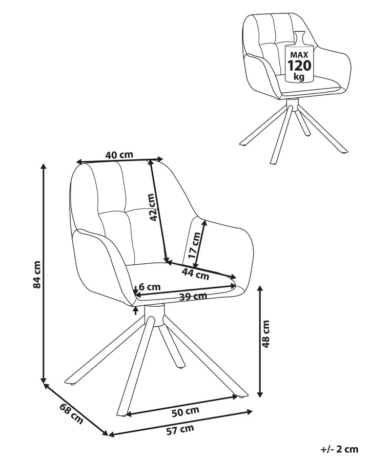 Dining Chair Swivel Fabric Off-White Yuri