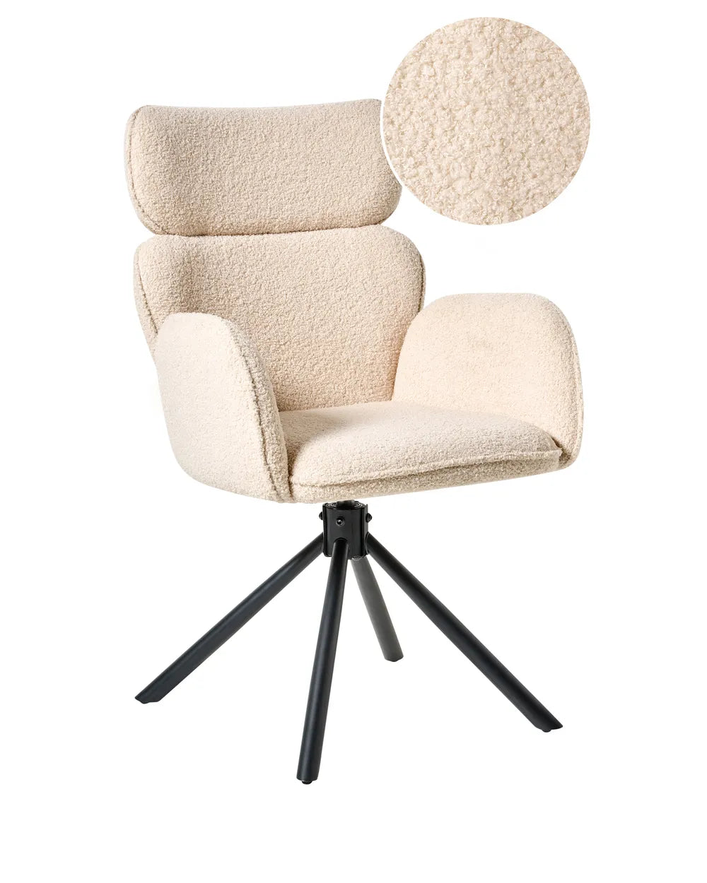 Dining Chair Swivel Boucle Light Beige Beyonce