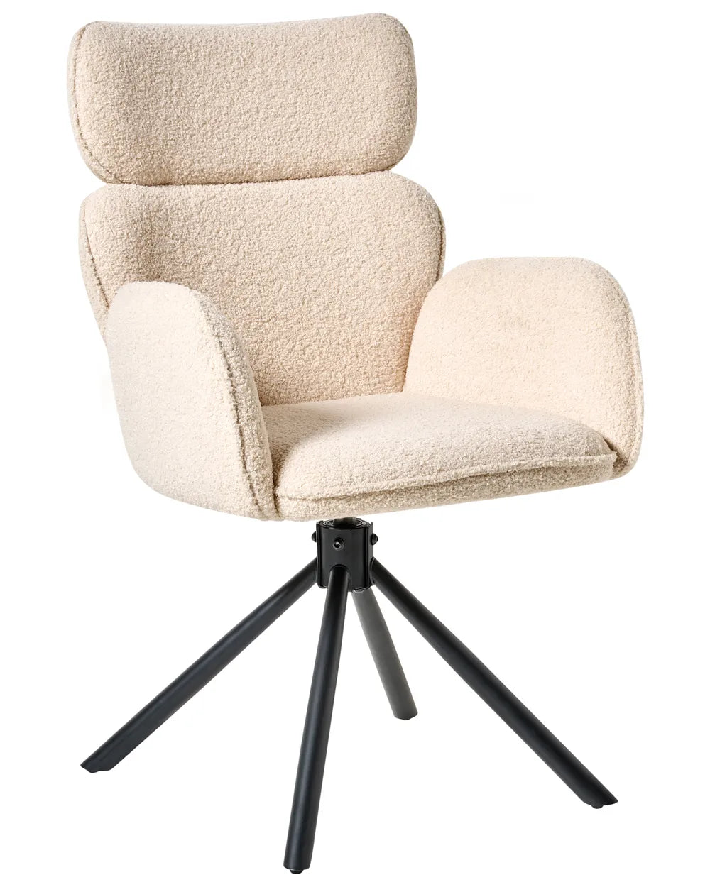 Dining Chair Swivel Boucle Light Beige Beyonce