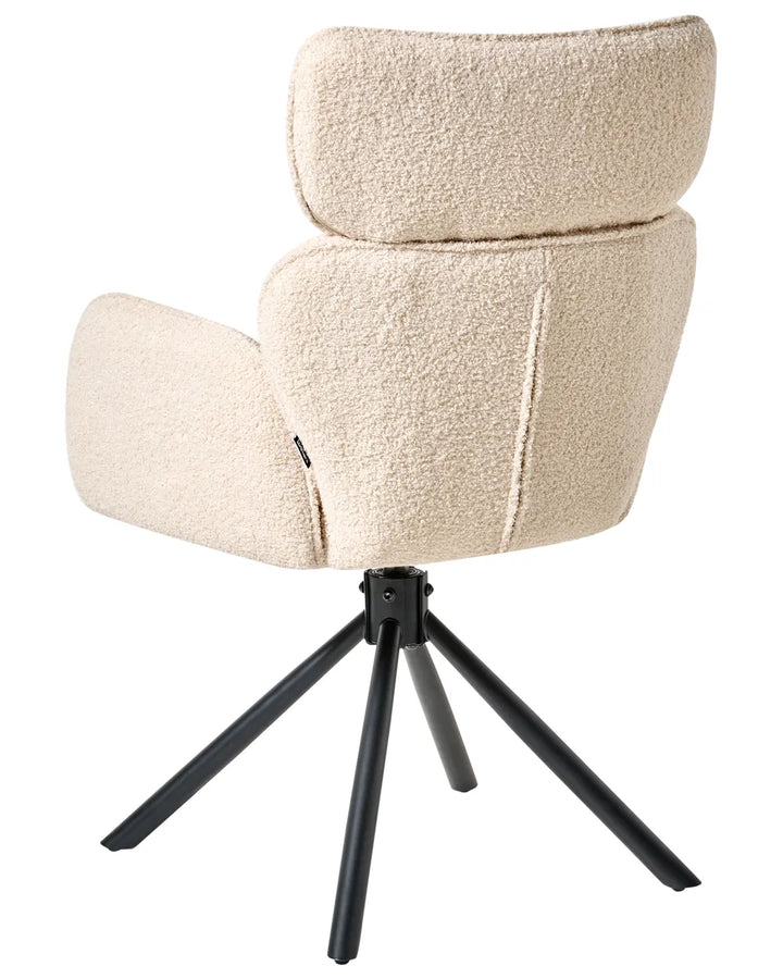 Dining Chair Swivel Boucle Light Beige Beyonce