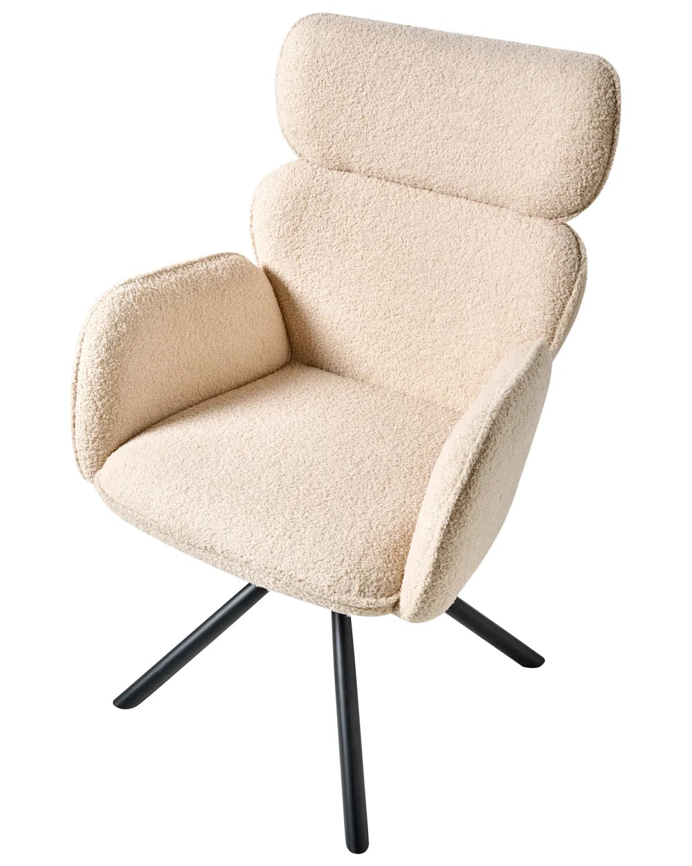 Dining Chair Swivel Boucle Light Beige Beyonce