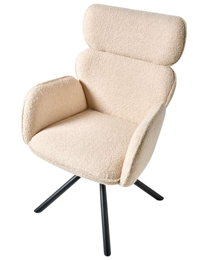 Dining Chair Swivel Boucle Light Beige Beyonce