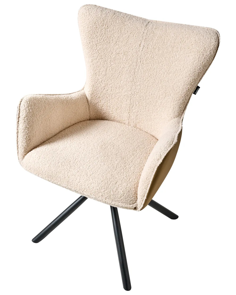Set of 2 Dining Chairs Swivel Boucle Light Beige Lyn