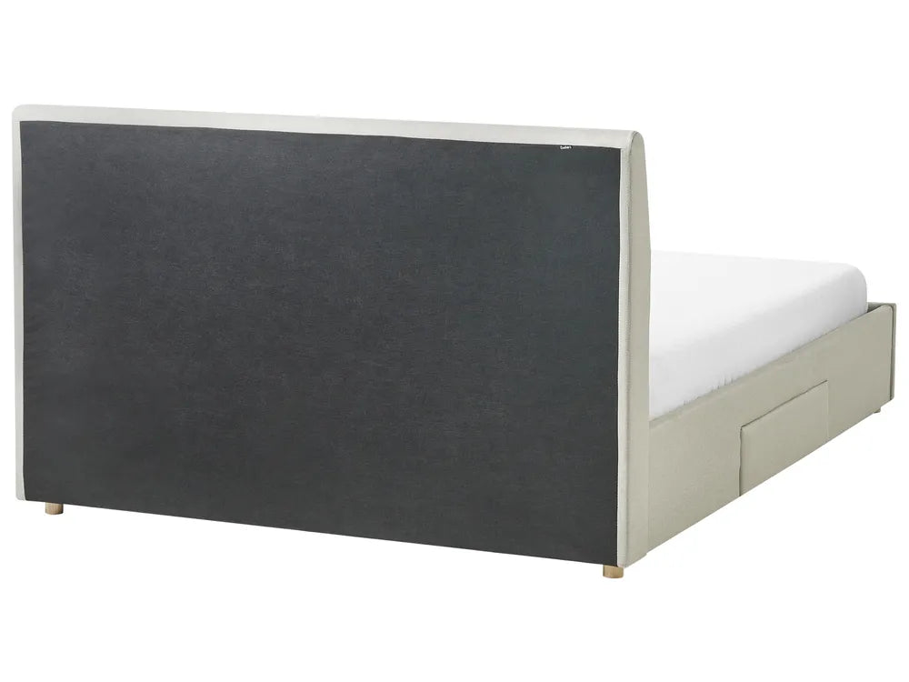 Bed with Storage Drawers Fabric 160 x 200 cm (EU King Size) Beige Kelly
