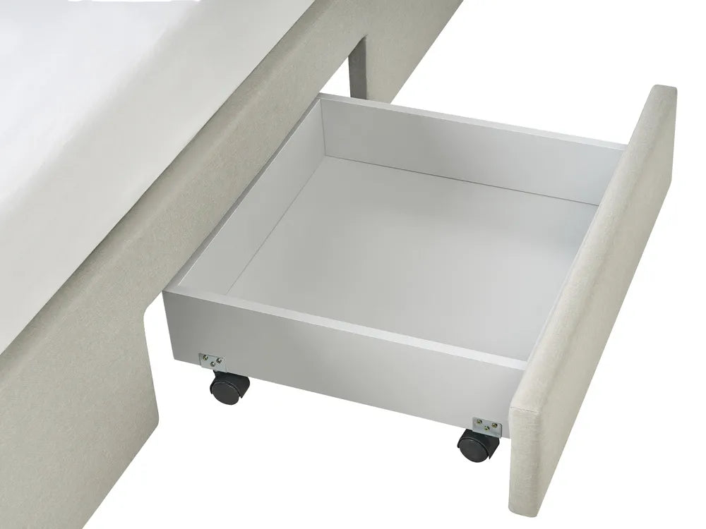Bed with Storage Drawers Fabric 160 x 200 cm (EU King Size) Beige Kelly