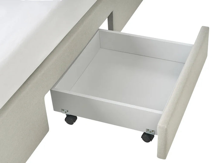 Bed with Storage Drawers Fabric 160 x 200 cm (EU King Size) Beige Kelly