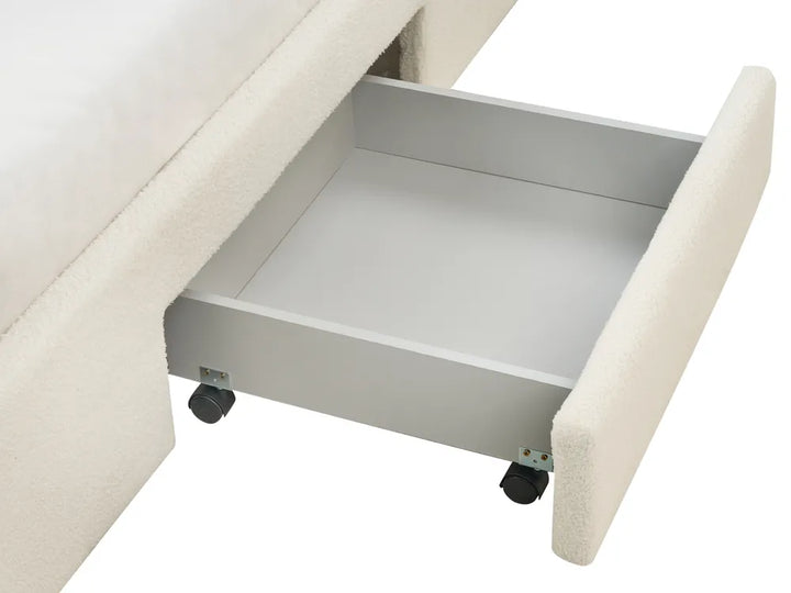 Bed with Storage Drawers Boucle 160 x 200 cm (EU King Size) Off-White Kelly