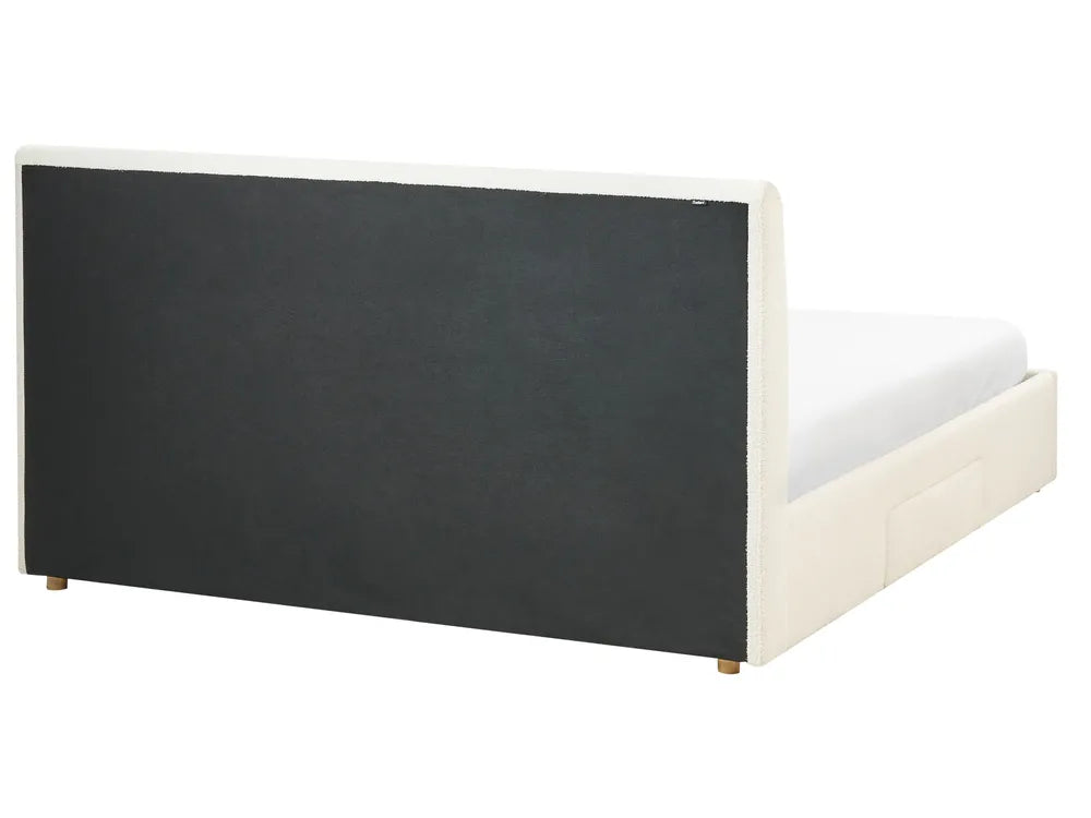 Bed with Storage Drawers Boucle 180 x 200 cm (EU Super King) Off-White Kelly