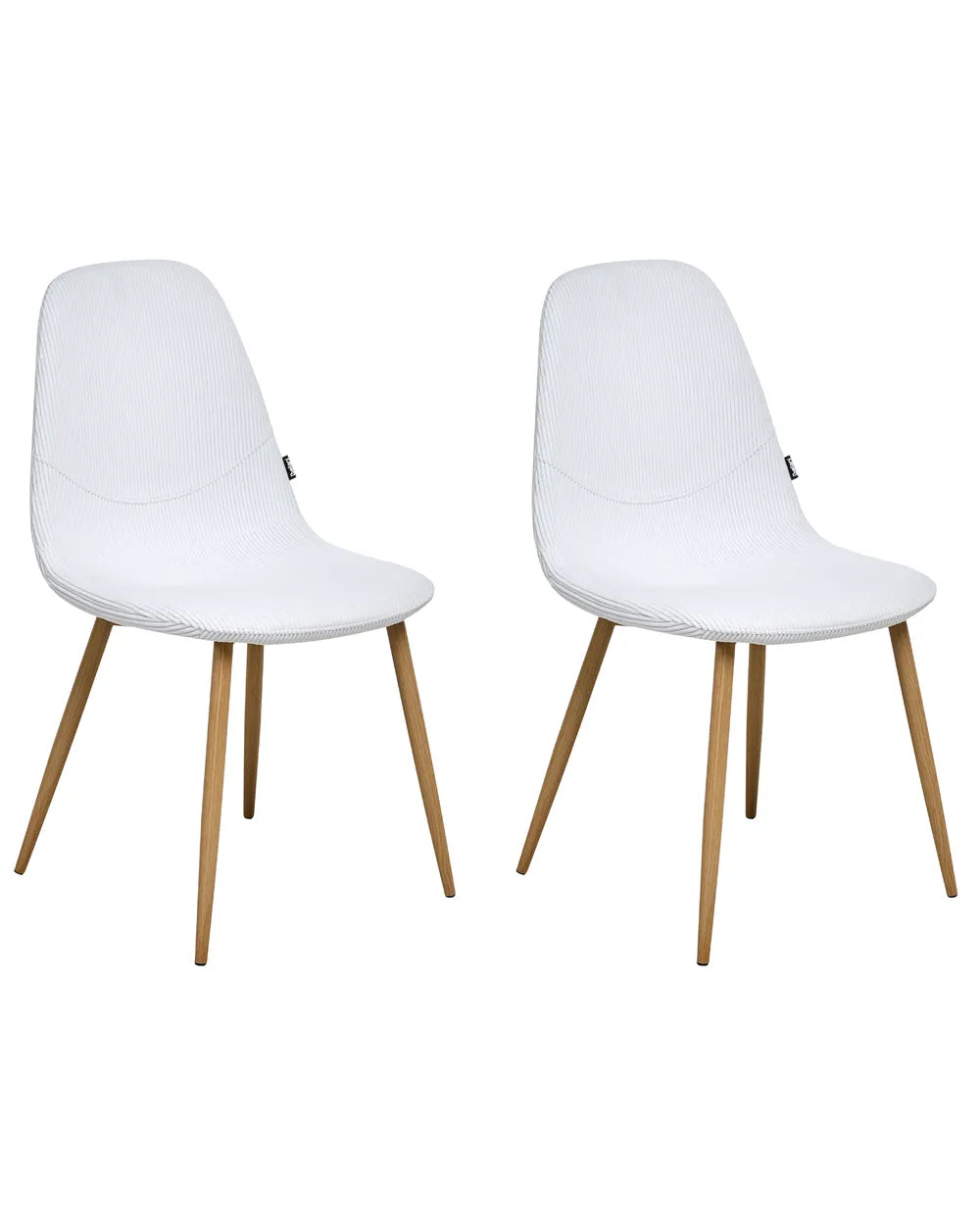 Set of 2 Dining Chairs Corduroy White Alden