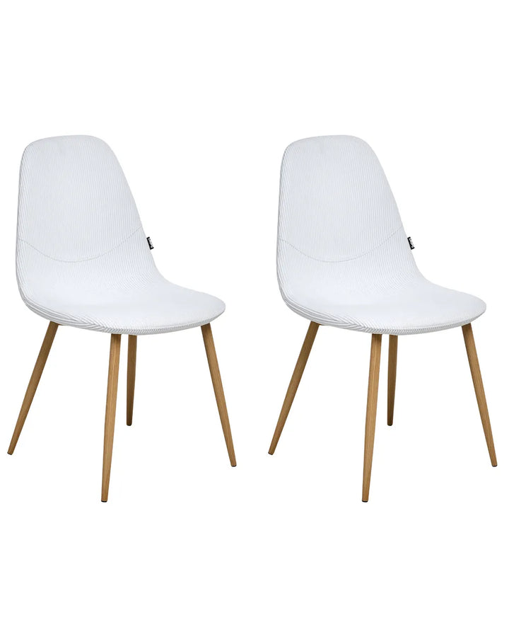 Set of 2 Dining Chairs Corduroy White Alden