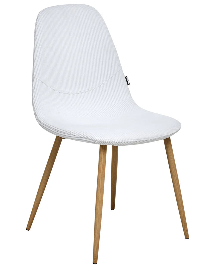 Set of 2 Dining Chairs Corduroy White Alden