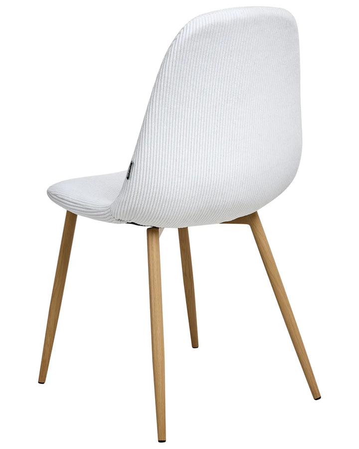 Set of 2 Dining Chairs Corduroy White Alden