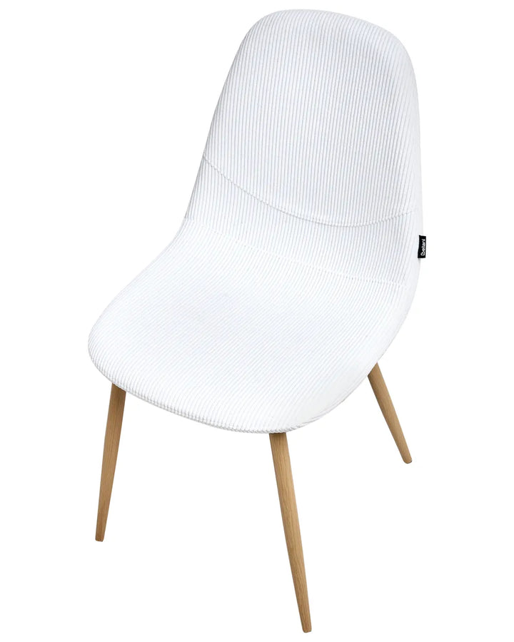 Set of 2 Dining Chairs Corduroy White Alden