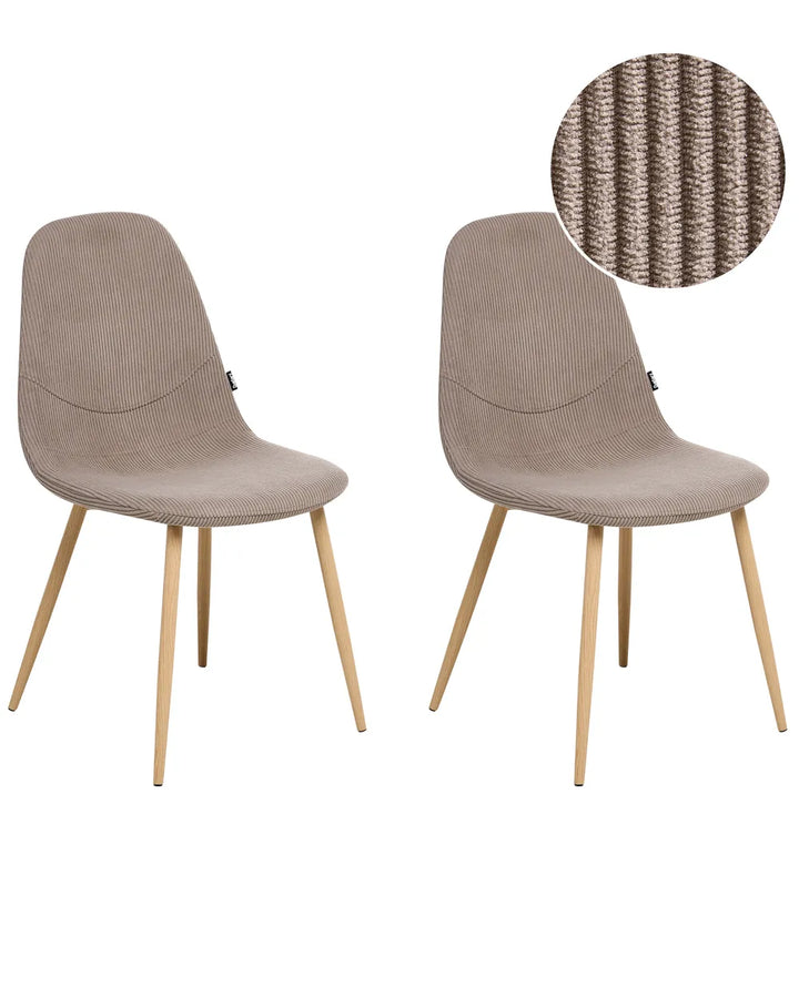 Set of 2 Dining Chairs Corduroy Taupe Alden