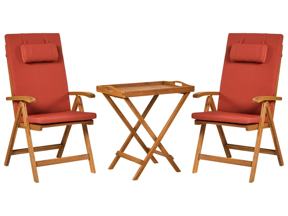 Bistro Set Premium Acacia Wood Red Melange Lore