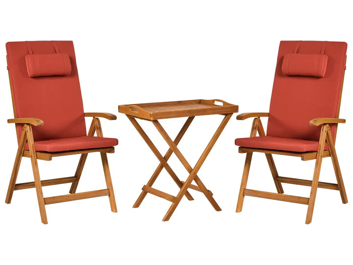 Bistro Set Premium Acacia Wood Red Melange Lore