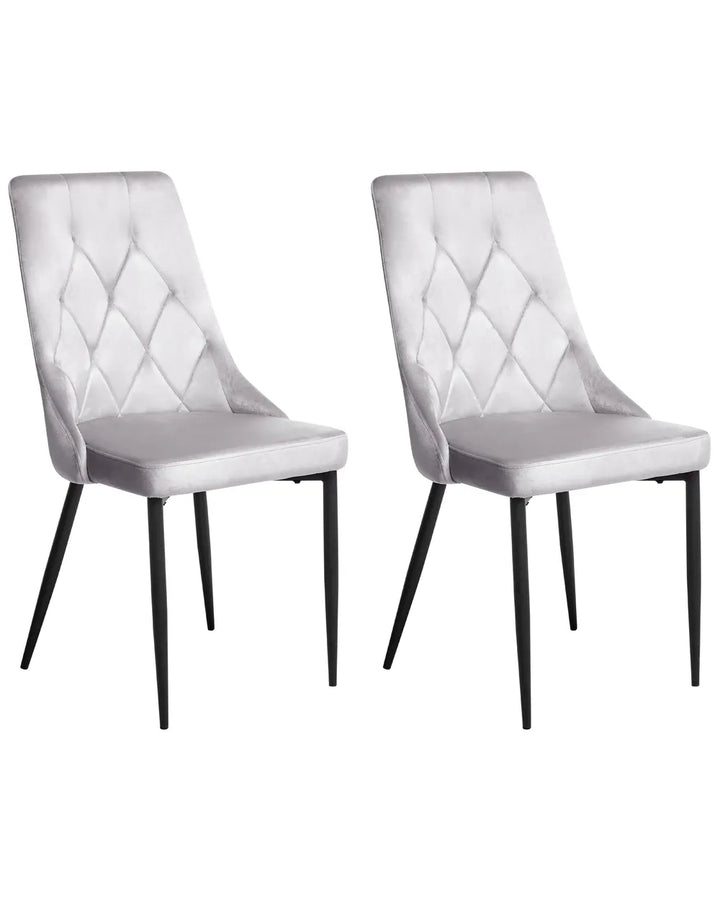 Set of 2 Dining Chairs Velvet Light Grey Ross