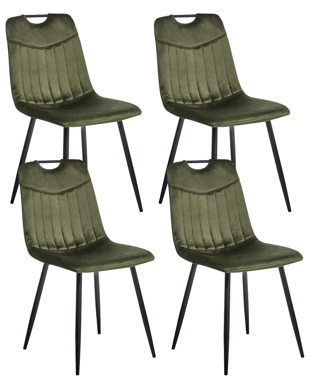 Set of 4 Dining Chairs Velvet Dark Green Helen