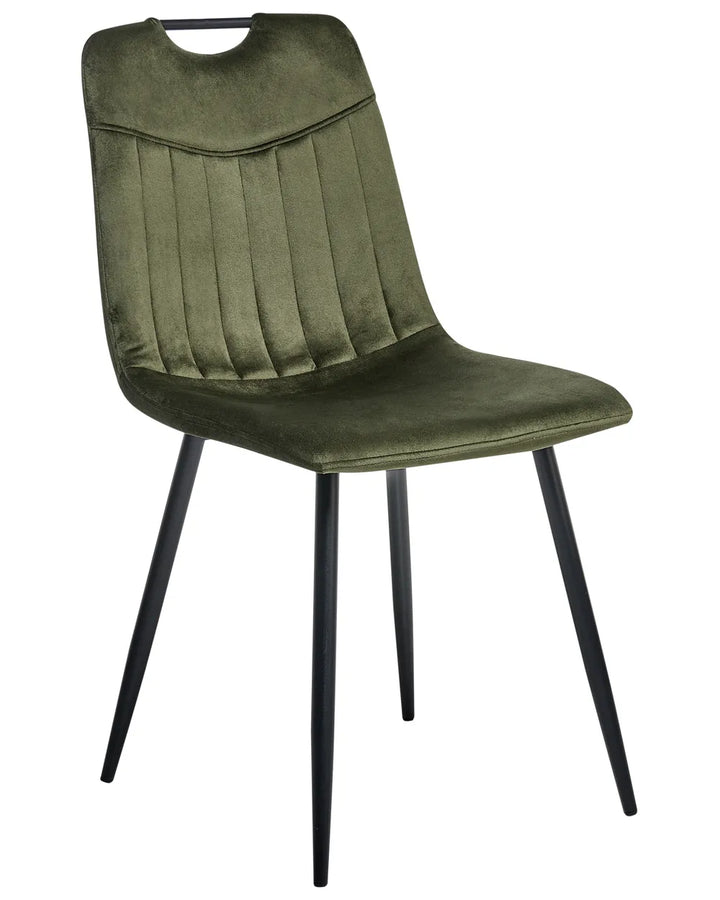 Set of 4 Dining Chairs Velvet Dark Green Helen