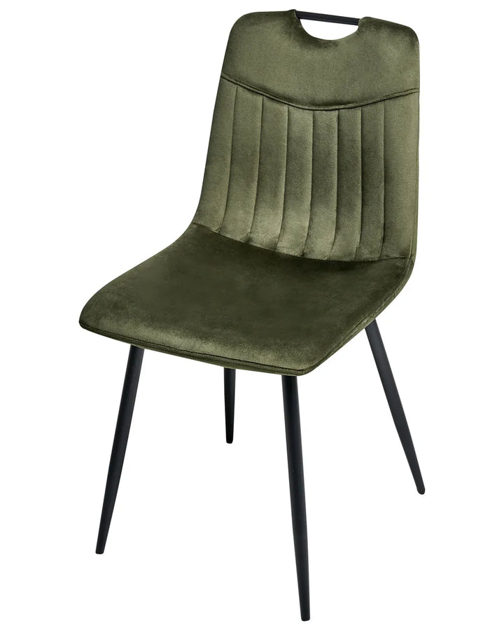 Set of 4 Dining Chairs Velvet Dark Green Helen