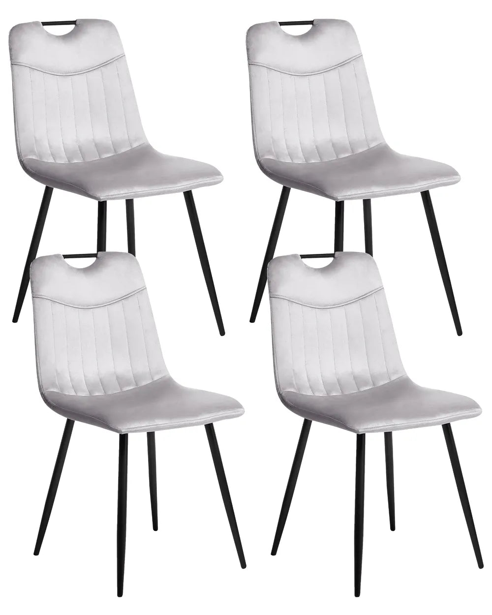 Set of 4 Dining Chairs Velvet Light Grey Helen