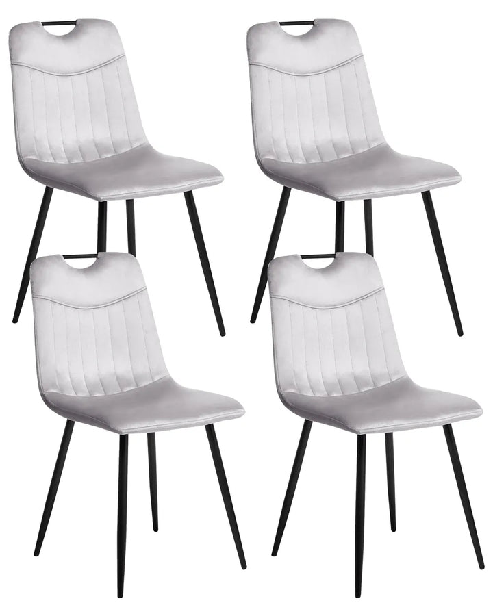 Set of 4 Dining Chairs Velvet Light Grey Helen