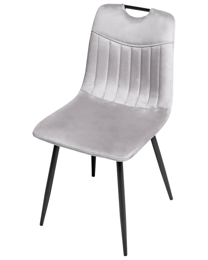 Set of 4 Dining Chairs Velvet Light Grey Helen